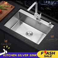 (Malaysia Seller) Silver Kitchen Sink Stainless Steel Seamless Welding Sinks Single Sink Anti Scratc