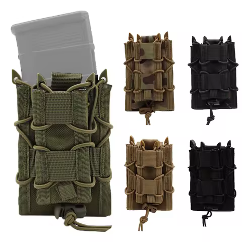 Tactical Molle Pouch 9mm + 5.56 Double Stack Magazine Magazine Pouch Rifle Hunting CS Paintball Mag 