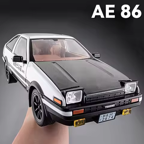 Large 1:18 Initial D AE86 Land Cruiser LC300 Alloy Toys Model Car Diecasts Doors Opened Sound Light 