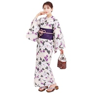 [Fuuka] Fuka Yukata Pre-tied Obi One-touch 2-piece Set Ladies Free Size (One-touch Obi / Made in Jap