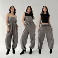 Dex Jumpsuit Pants - Jumpsuit Pants Women Korean Casual Frog Oversized Highwaist Wide Leg Pants Posha