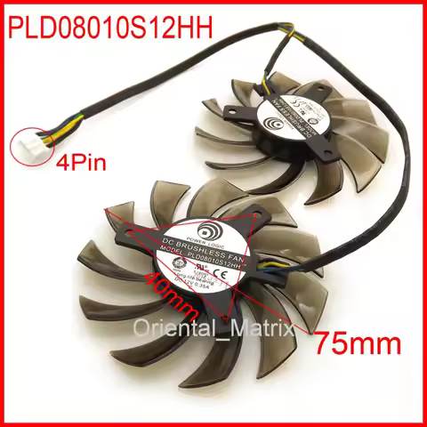 Free Shipping 2pcs/Lot PLD08010S12HH 75mm 12V 0.35A For MSI GTX 560 570 580 R6770 R6870 R6950 Twin F