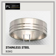 Mens Silver finish with Groove Inlay Stainless Steel Ring