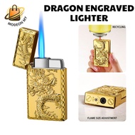 Metal Butane Dragon Lighter Jet Flame Adjustable Refillable Windproof Classic