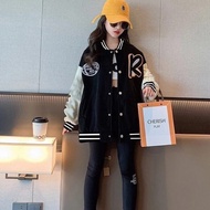 Unisex CHILDREN'S Varsity Baseball Jacket (1th-18th) LOGO INITIAL R (SCREEN PRINTING) (CAN CUSTOM IN