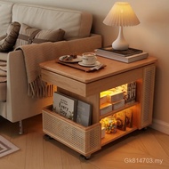 Rotating Coffee Table Living Room g  Small Apartment Mobile Household Side Cabinet Bus Solid Wood So