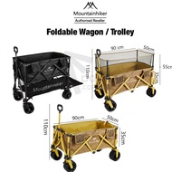 MOUNTAINHIKER Large Size Camping Wagon Foldable Trolley Camping Cart Hand Pull Storage Cart 4 BIG Wheels Outdoor Picnic