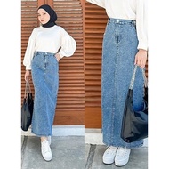Theana Skirt Highwaist - Rok Jeans Skirt Span Korean Style Viral Kekinian