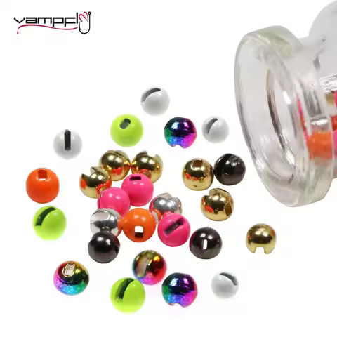 Vampfly 20pcs Slotted Tungsten Beads Jig Beads For Jig Nymph Wet Euro Nymphs Ice Fishing Scud Worm F