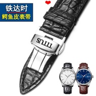 Watch Strap Suitable for TITUS TITUS Crocodile Leather Genuine Leather Watch Strap Butterfly Buckle 