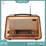 (xiu988) Portable Wooden Retro Radio Wireless Bluetooth Speakers HIFI Stereo AM/FM Radio Player USB 