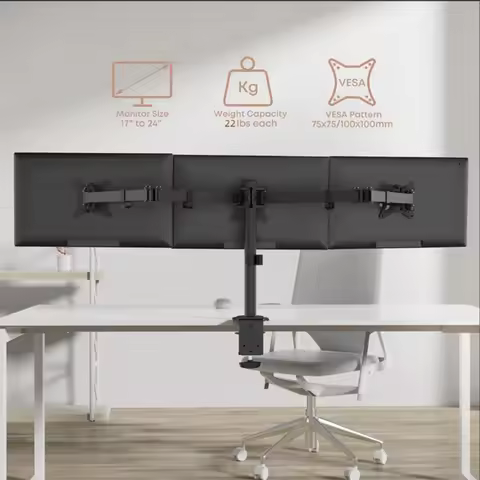 Triple Screen Computer Monitor Mount for 13-27 In Screen Multi-Monitor Mount with Tilt Swivel Multip