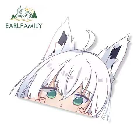 EARLFAMILY 13cm Anime Fubuki Peeker Sticker Big Head Vinyl Cartoon Car Sticker JDM Rear Windshield T
