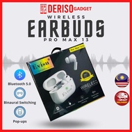 DERISO Earphone Evisu 13 TWS Headset Bluetooth Wireless Earbuds with Charging Case