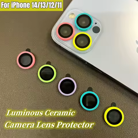 Luminous Lens Protector For iPhone 16 Pro Max 14 15 15 Pro Max Ceramic Camera Lens Protective Glass 
