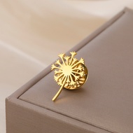 LIKGREAT Golden Dandelion Brooch Pin Stainless Steel Exquisite Fashion Accessories