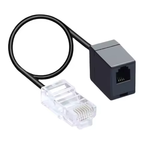 Ethernet RJ45 8P8C To RJ11 6P4C Adapter Cable,Office Converter Cord Male To Female RJ45 to RJ11 Conv