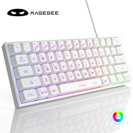 MageGee TS91/TS92 60% Compact Mechanical Feel Keyboard Wired/Wireless 61 Keys RGB Backlight Small Portable Office Computer Membrane Keyboard for Windows PC Laptop Gamer