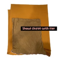 Shawl with Inner Instant Chiffon / Tudung Bawal/(preloved)like new