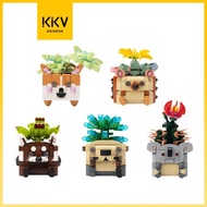 KKV Mainan Rakit Balok Puzzle 3D DIY Brick Hewan Dengan Bunga Lucu