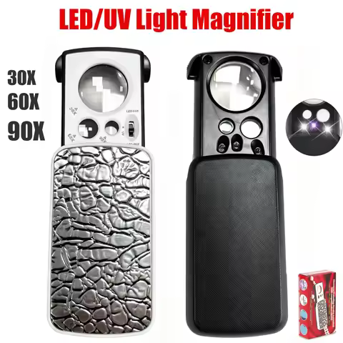 30X 60X 90X Triplex Magnifier Loupe Slide-Out Style Jewelry Magnifier Portable Magnifying Glass with
