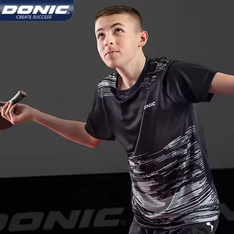 DONIC Breathable Table Tennis Jersey Quick Dry Ping Pong T-shirt Round Neck Lapel Sports Tops Short 