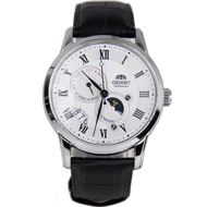 Orient Sun and Moon SAK00002S0 White Dial Black Leather Band Watch