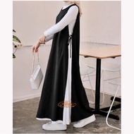Modern Women's Crinkle Outerwear Long vest Gamis Outerwear