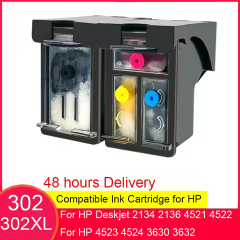 For HP302 HP302xl Refillable Ink Cartridge Replacement for HP Deskjet 2134 2136 4521 4522 4523 4524 