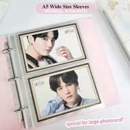 【A5 Wide Large Size Sleeves】3rings 2pocket/4pocket Transparent PP Loose Leaf Binder Sleeves Refills 