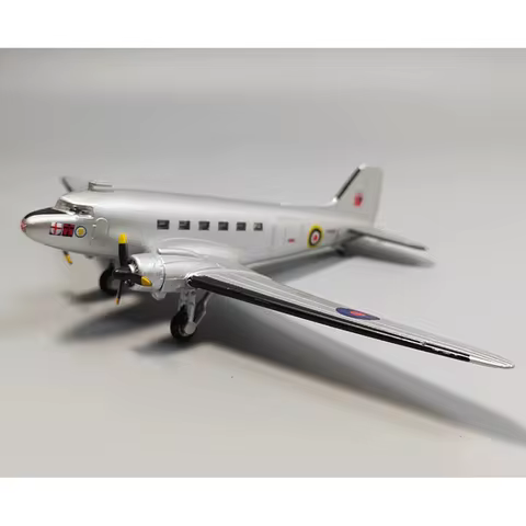 Diecast Scale 1/144 British Air Force Douglas C-47 Transport C47 Aircraft Alloy Model Simulation Dis