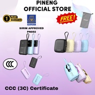 3C(ccc)approved PINENG powerbank PN876/pn892/pn822 FAST CHARGING 22.5W BUILT IN CABLE TYPE C &IP 200