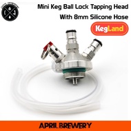 Mini Keg Ball Lock Tapping Head + 8mm Silicone Hose KL06972 Land For Beer 2L 4L 5L 8L