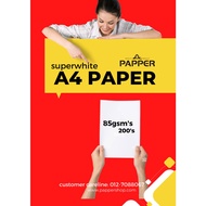 [DOSSVETT] PAPPER A4 PAPER 85GSM / 75GSM / 100GSM TOP QUALITY SUPER WHITE 200SHEETS