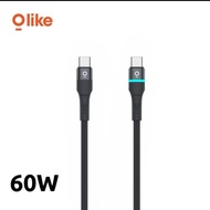 BATAM SHOPPING MALL (TUR) OLIKE D101CC CABLE / CABLE CHARGER TYPE C TO TYPE C 60W 1 METER ALUMINUM A