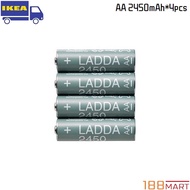 [𝓞𝓻𝓲𝓰𝓲𝓷𝓪𝓵] IKEA LADDA Rechargeable Battery HR06 AA 1.2V 2450mAh 4pcs - Grey Green