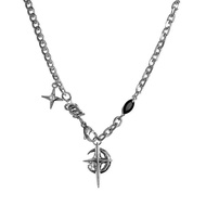 Kalung Bintang Batu Permata Hitam Kalung Gaya Hip Hop Rantai Punk Pria Wanita Fashion Kalung Liontin