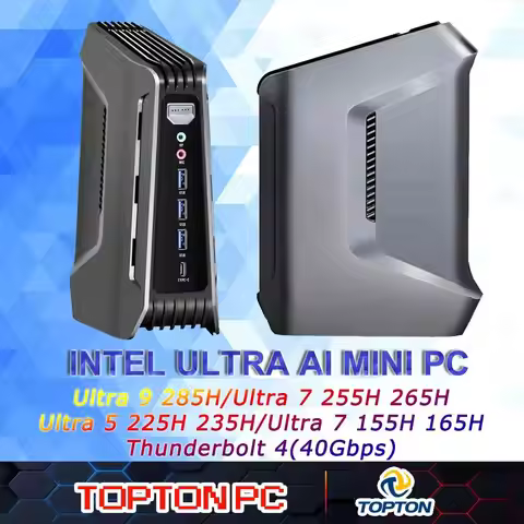 AI Mini PC Workstation Ultra 9 285H (up to 5.4GHz) 7 255H Mini Gaming Computer 2xDDR5 2xPCIe Slots T