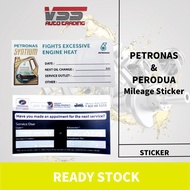 Petronas &amp; Perodua Windsreen Mileage Sticker For Engine Oil Auto Transmission Fluids Service