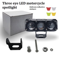 8-85V 3 Eyes LED Motorcycle Spotlight Work Lamps Dual Color Hi/Low Beam Fog Light For Cars SUVs Truc