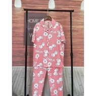 Women pyjamas button cartoon baju tidur butang mummy wanita dewasa