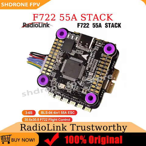 RadioLink F722 Stack ICM42688P Gyro F722 Flight Controller Input Voltage 3-6S with 55A 4-IN-1 ESC fo
