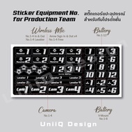 Sticker For Production Team Equipment There Are Numbers And Types.