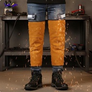 [Simhoa] Bovine Leather Metalworking Spats Anti Scald Leather Yellow Short Velcro