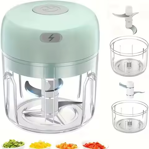 Electric Garlic Chopper, Mini Portable Veggie Chopper, 250ML Garlic Grinder Masher Onion Chopper, Bl