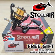 G-TECH STEELAIR SPINNING REEL DAN FREE REEL STAND CARBON DOUBLE HANDLE / GTECH STEELAIR REEL / GTECH