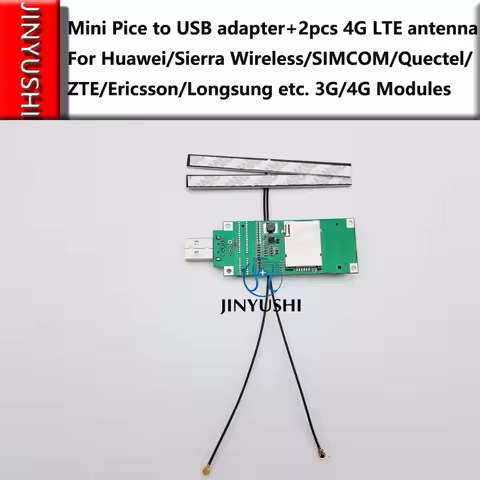 Mini PCIE to USB adapter include SIM card slot+2PCS 4G Antenna for EC25-E EC21-E UC20-E UC15 EC20 EC