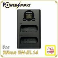 POWERSMART - 代用 Nikon EN-EL14 兩位電池充電器, USB輸入