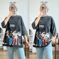 NEW BKK OVERSIZE PREMIUM T-SHIRT 7 SLEEVE ACID WASH T-SHIRT/8 OVERSIZED T SHIRT WOMAN