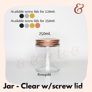 sE8Q Glass Jar (Candle Jar) - Clear with screw lid (120ml / 250ml capacity)